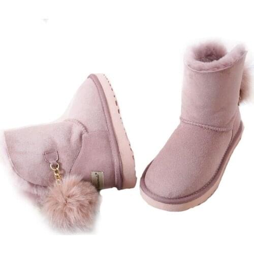 "Women 's new winter fur boots in integrated cylinder warm WOOL flat-bottomed leather short boots comfortable leather boots