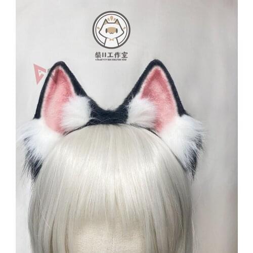 New Siberian Husky Dog Small Shiba Ears Hairhoop Black White Headband Headwear For Cosplay Halloween Costume Accessories