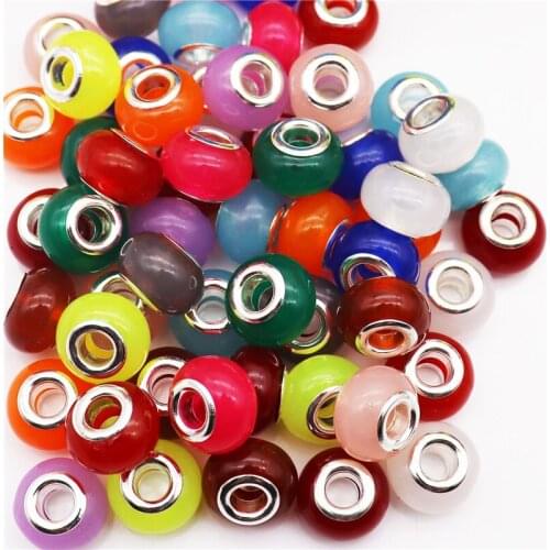 10Pcs Wholesale Bulk Large Hole Plastic Resin European Beads Fit Pandora Bracelet Bangle DIY Charms Chain Cord Jewelry Making