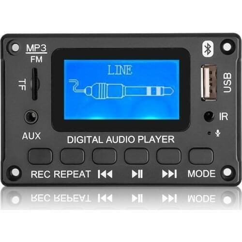 Kebidu DC 5V 12V Bluetooth 5.0 MP3 Decoder Board With LCD Screen Supports Call/Recording/MP3/USB/TF/LINE IN/FM/BLUETOOTH