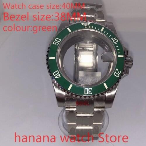 Suitable for NH35 36 Mingzhu2813 Miyata Automatic Chain 40mm Stainless Steel Case Transparent Cover Ceramic Pearl Bezel Black