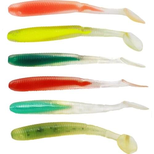 Soft Lures Worms Fishing Lures Paddle Tail Shad 7cm 3g 60pcs Soft Minnow Silicone Bait Multi colors Fly Carp Fishing Tackle