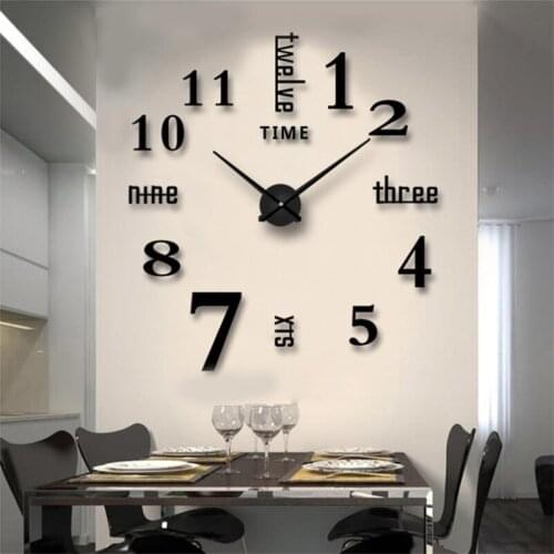 Simple Modern Decorative 3d Diy Wall Clock Frameless Creative Show Acrylic Wall Stickers with Mirror Surface for Living Room