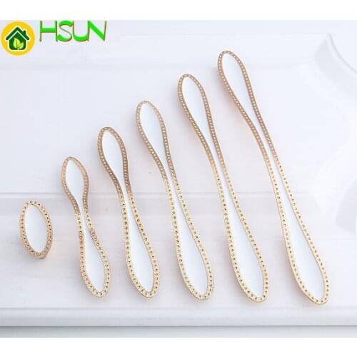 3.75" 5" Ivory White Gold Drawer Pulls Handles Knobs Dresser Knob Pull Modern Kitchen Cabinet Door Handles Hardware 96 128mm