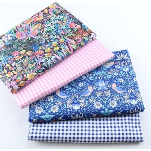 Floral Fabric Cotton Flowers Leaf Printed Twill Fabrics For Sewing Baby Clothes Bedding DIY Toys Handmade Per Half Meter