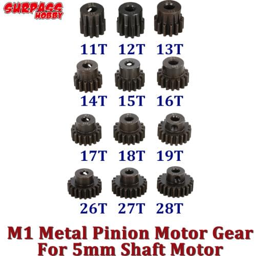 SURPASS HOBBY 3PCS M1 Metal Pinion Motor Gear Steel 5mm Shaft 11T 12T 13T 14T 15T 16T 17T 18T 19T 20T 21T 22T for 1/8 RC Car