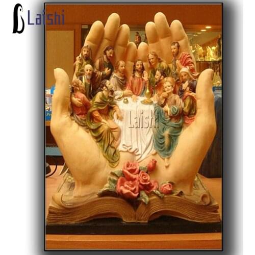 Creativity Holy Book Hand Hold The Last Supper Full Square Round Diamond Jesus Cross Stitch Mosaic Diamond Embroidery Gift
