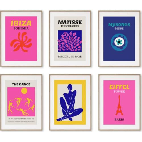 MatisseTropical Plants Eiffel Tower Evil Eye Posters And Prints Wall Art Canvas Painting Wall Pictures For Living Room Decor