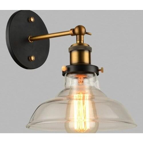 Vintage glass wall light iron Retro wall lamp E27 110V 220V swing arm wall lamp adjustable bedroom living dinning room wall lamp