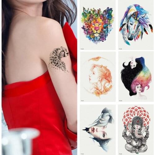 Temporary Tattoo Festival Lion Ganesha Horse Small Girl Art Sticker Cool Stuff Cheap Goods Fashion Makeup
