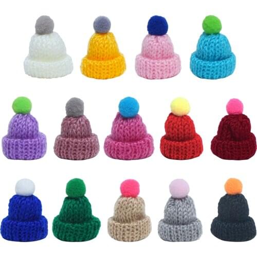Random 5 Pcs /Lot knitted Hat Cute Doll Cap Fashion Colourful Headwear Accessories for Barbie Doll Baby Girl DIY House Toy