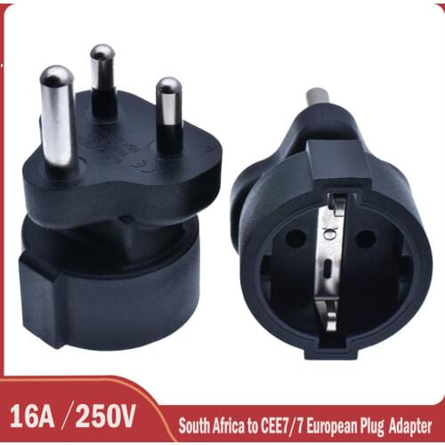 South Africa Male to Europe Female AC Adapter Industrial Electrical South Africa Plug 3 Pin Power Plug 15A 250V Electric