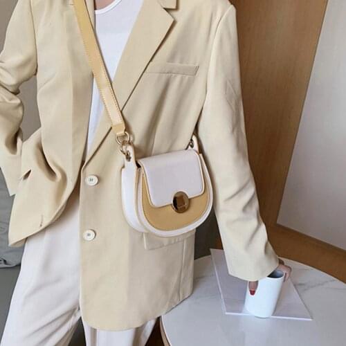 Sweet Teens Fashion Chic Females Handbags Contrast Color PU Leather Good Quality Shoulder Bag Ladies Crossbody Messenger Bags