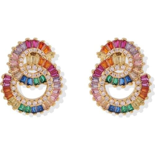 ZOSHI Multicolors Zircon Earrings for Women High Grade Crystal Treen Design Stud Earrings Party Jewelry Statement Earring