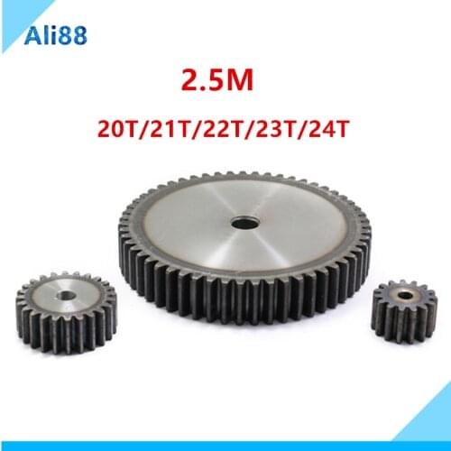 1pcs 2.5 Mold 20T -24T Cylindrical gears 45# steel spur gear transmission pinion straight gear engranajes