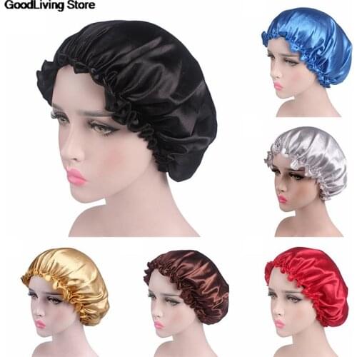 1PCS Hair Styling Satin Lace Sleeping Caps Fabric Hair Bonnet Satin Lined Sleep Cap Night Hat Adjust Shower Cap Silk Bonnets