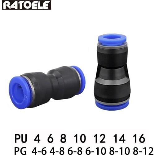1 Pcs Pneumatic Fittings Plastic Connector PU PG 4mm 6mm to 8mm 10mm Air Water Hose Tube Push In Straight Gas Quick Connectors