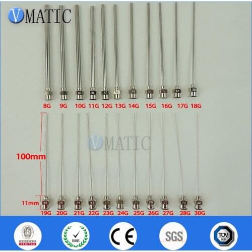 Free Shipping 10Pcs 10G-30G Tube Length 10cm CE Approved Dispensing Metal Stainless Steel Tips 100mm