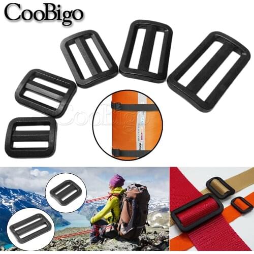 100pcs Tri-Glide Slider Curve Sliplock Buckle Adjustable Plastic Black for Bag Straps Webbing Size 20mm 25mm 32mm 38mm 50mm