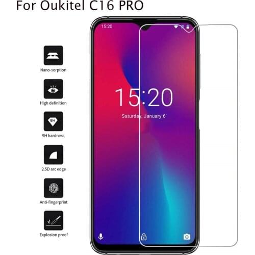 2Pc Tempered Glass For Oukitel C16 PRO 5.71" 2.5D 9H Protective Film Explosion-proof LCD Screen Protector For Oukitel C16 PRO