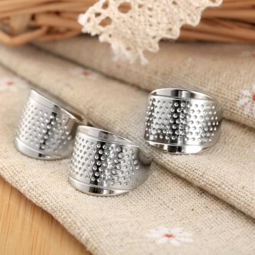 3Pcs Silver Finger Protector Ring Stitch Thimble Adjustable Thimbles Cross-Stitch Sewing Needle Crafts Leather Handmade Tools