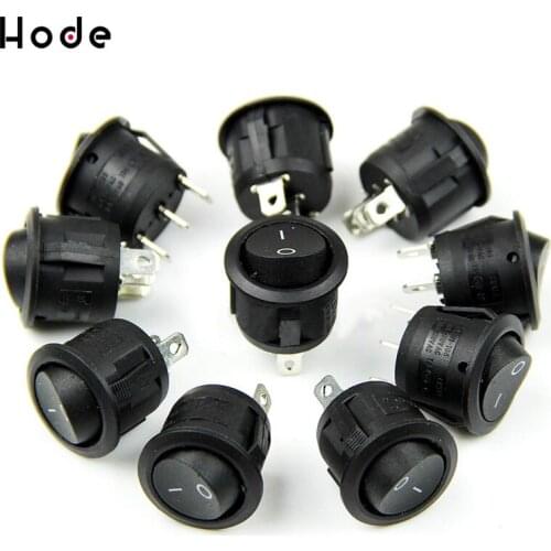 5pcs Diameter Small Round Boat Rocker Switches Black Mini Round Black White Red 3 Pin ON-OFF Rocker Switch