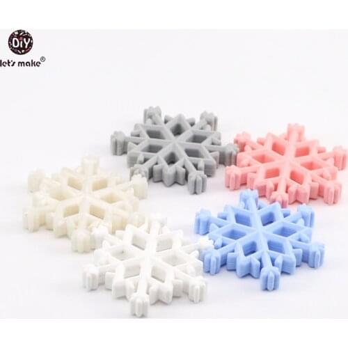 Lets Make Baby Teether Jewelry 5pcs Christmas Snowflakes DIY Accessories Nursing Teething Necklace Food Grade Silicone Teether