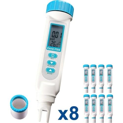 8 pieces x Digital 3-in-1 Pen-type Conductivity TDS Meter ppm ppt uS mS C/F Water Treatment Tester Pool Spa