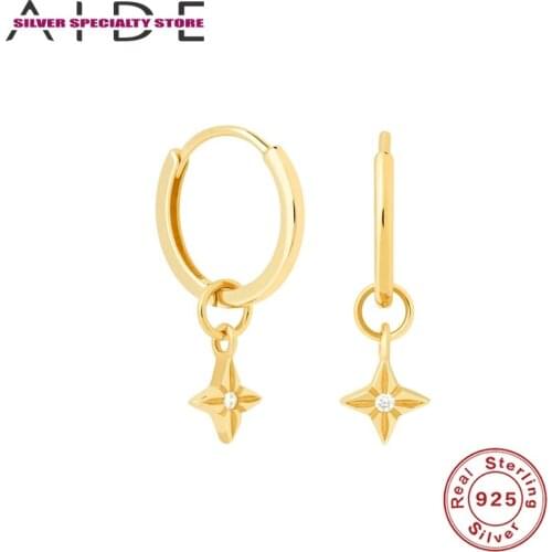 AIDE Hoop Earring S925 Silver Earrings For Women Earrings 2020 Trend Hook Earring For Girl Fine Jewelry Zircon Pendientes Aretes