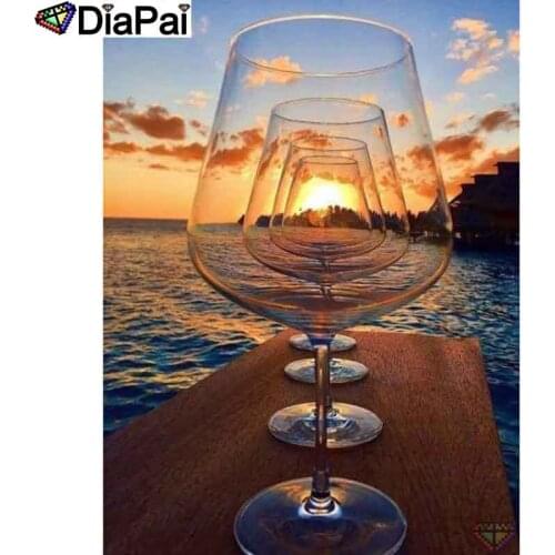 DIAPAI 5D DIY Diamond Painting 100% Full Square/Round Drill "Wine glass sunset" Diamond Embroidery Cross Stitch 3D Decor A23778