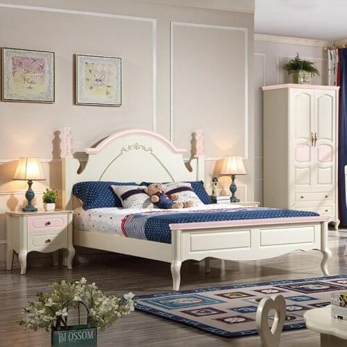 American solid wood childrens single bed princess bed 1.2m 1.5m bedroom European cartoon bed