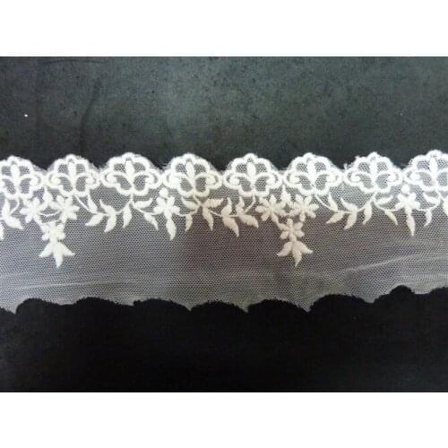 Free shipping Flower white cotton embroidered lace,3-15cm width,XERYp1010384
