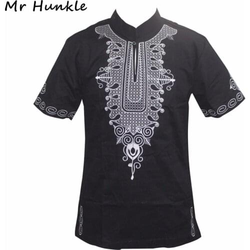 Brand Mr Hunkle Mens Geometric Emboridery Shirts Fashion Smart Casual Summer Top Tees Mandarin Collar Shirt With Single Button