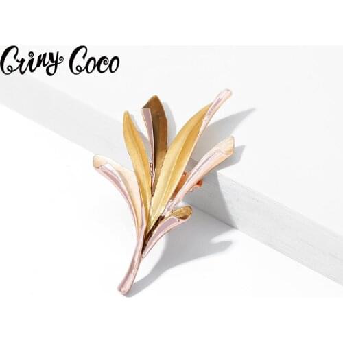 Cring Coco 2020 Trendy Enamel Yellow Leaf Brooch Pin Luxury Jewelry Broche Accessories Designer Pins Brooches for Women Clothes