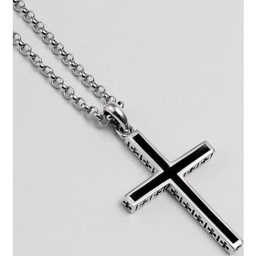 Fashion Cross Men and Women Personality Retro Titanium Steel Chain Silver Pendant Necklace Jewelry Couple Gift chain necklace