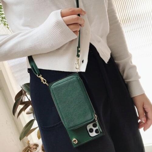 High Capacity Zipper Wallet Shoulder Strap Card Holder Leather Phone Case For iPhone 11 12 Mini Pro Xs Max Xr X 8 7 6S Plus SE2