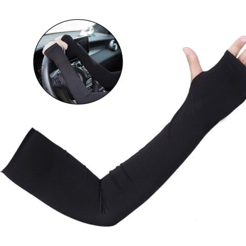 Arm Sun Sleeves Long Sunblock Ice Silk Cooler Sleeves Arm Cover With Thumb Hole For Outdoor Sports Running Arm Warmer Sleeves