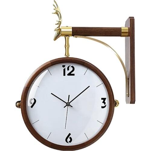 Double Sided Wall Clock Wooden Nordic Living Room Decoration Wall Watches Home Decor Creative Silence Quartz Clock Zegary Gift