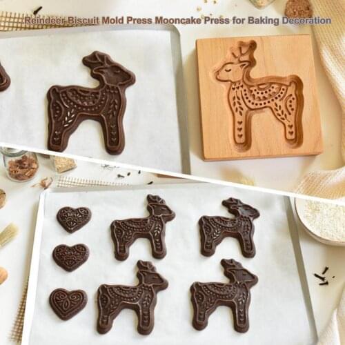 Reindeer Biscuit Mold Press Snowflake Christmas Reindeer Shape Cookie Tools Mould Biscuit Press Icing Set Stamp Mold Cake Decor