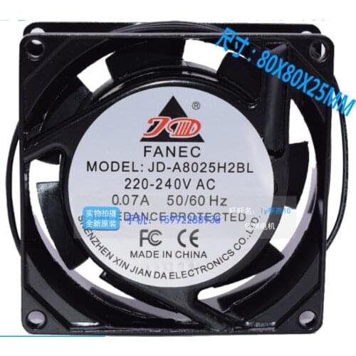 JD-A JD-A8025H2BL Server Cooling Fan AC 220V 0.07A 80x80x25mm 2-wire