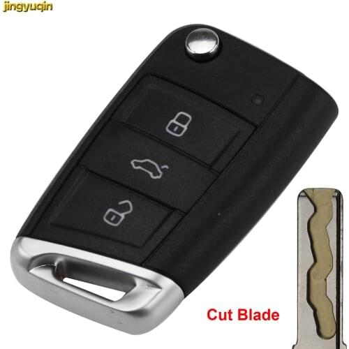 Jingyuqin 3 Buttons Modified Cut Blade Folding Flip Remote Key Shell Case for VW Tiguan Golf 7 Jetta Passat Beetle Polo Bora
