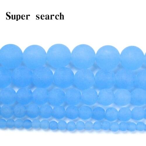 Natural Dull Polish Matte Light blue Chalcedony Loose round Beads 15" Strand4 6 8 10 12 MM Pick Size For Jewelry Making Bracelet