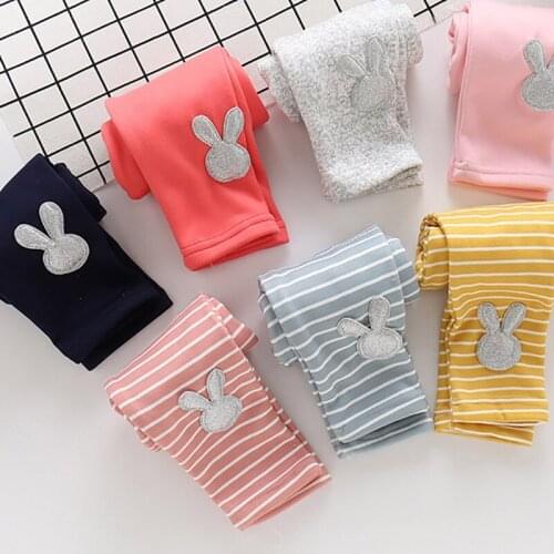 New Baby Girls Pants Leggings Stripe Cartoon Pattern Kids Cute Stretchy Warm Trousers Pants