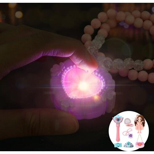 Cute Creativity Little Girl Princess Fairy Wand Fashion Doll Handbag Princess Wristband Pretend Play Dress Up Birthday Gift
