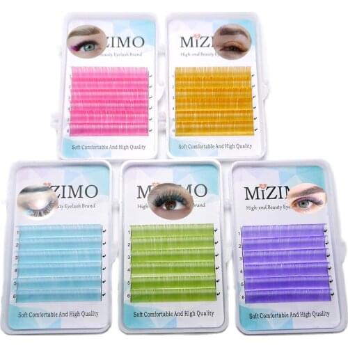 MIZIMO New color grafting eyelash 0.07/0.1mm 8-15mm white cyan pink artificial mink hair eyelash extension