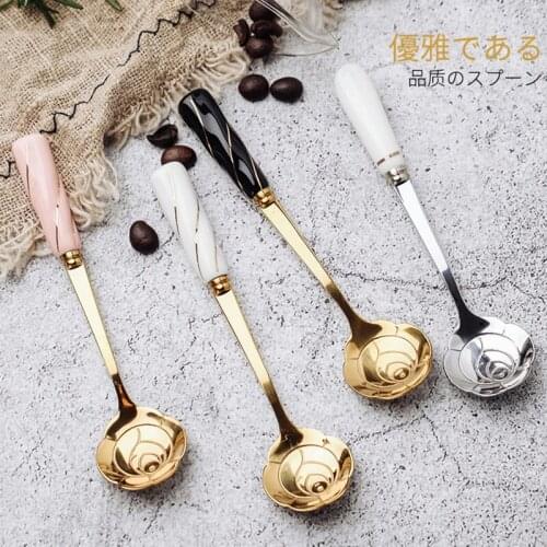 Stainless Steel And Ceramic Coffee Spoon Mini Soup Spoon utencilios para cozinha criativos utencilios domestico cuillere a miel