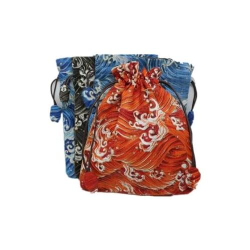 Multi Size Thicken Chinese Christmas Wedding Gift Bags Cotton Linen Birthday Party Favor Drawstring Storage Pouches 1pcs