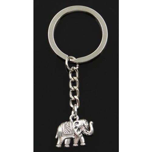 Fashion 30mm Key Ring Metal Key Chain Keychain Jewelry Antique Silver Color Plated Thailand Elephant 16x20mm Pendant