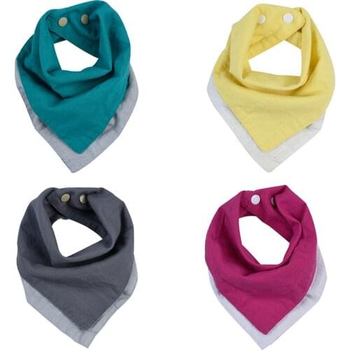 New style 2 Colors Reversible Newborn Soft Boys Girls Burp Cloths Bandana Drool Bibs Cotton Towel Sobber Scarf Infant Baby Bibs