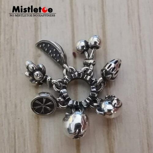Mistletoe 925 Sterling Silver Fruit spacer Charm Bead European Jewelry